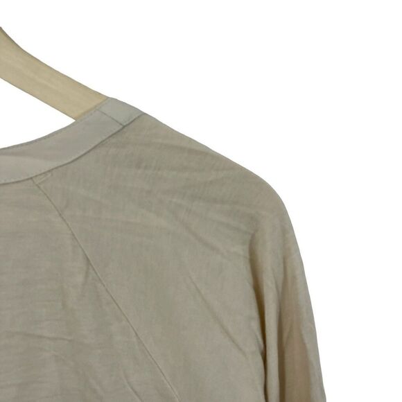 J Jill Large Embroidered Woven Front Shirt Button Front Long Sleeve Beige Womens - Picture 13 of 14